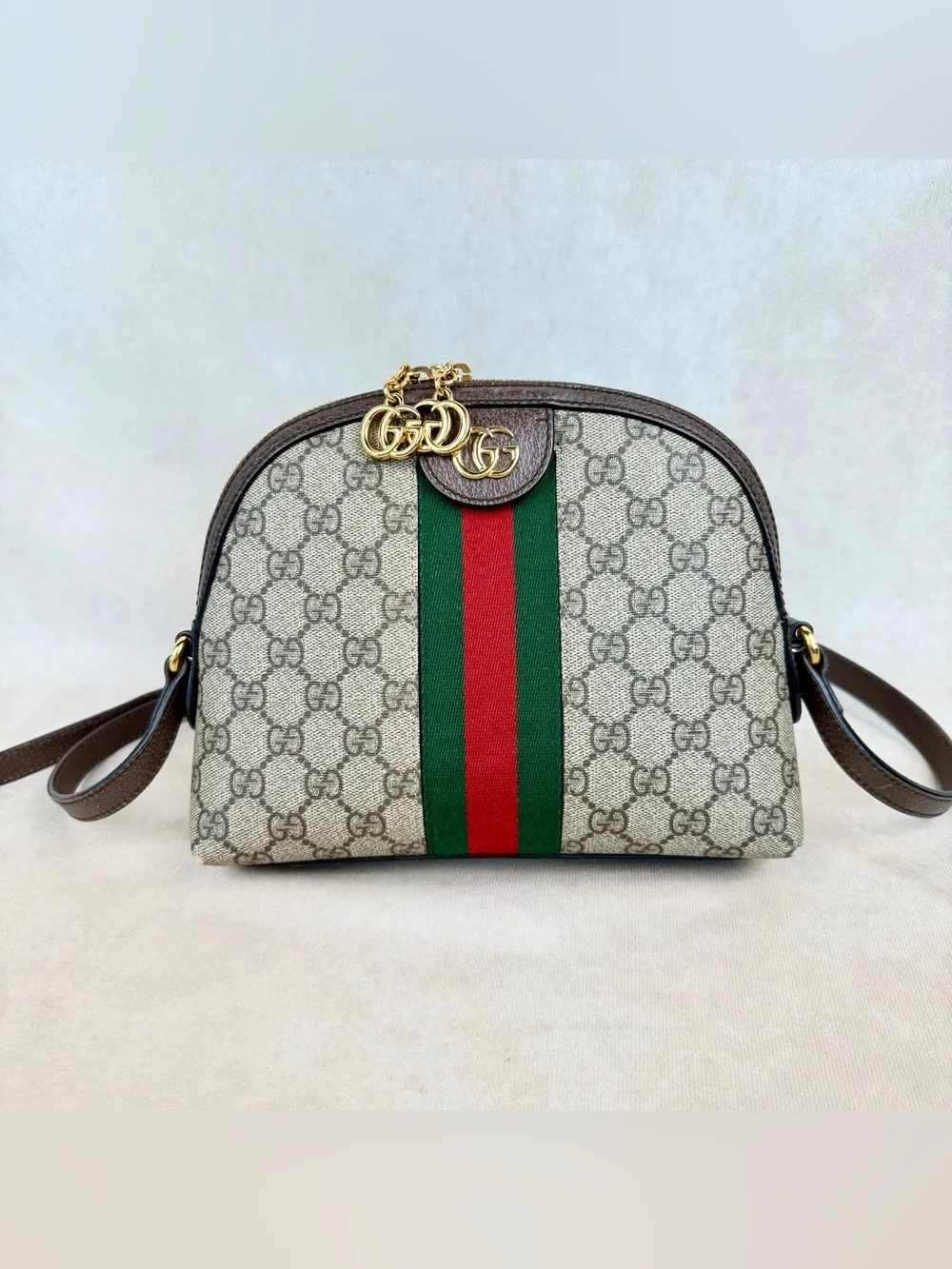 Gucci Ophidia GG Supreme Small Dome Crossbody Web Stripe - Picture 1 of 17